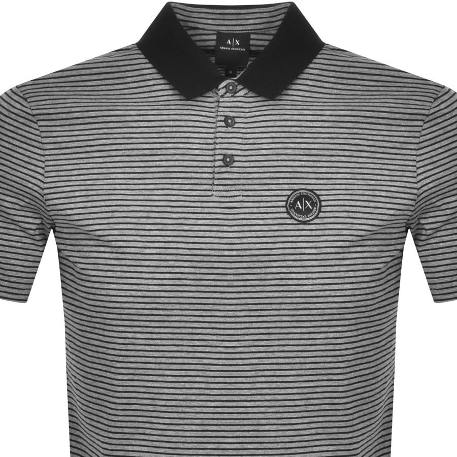 Alternative Image for ProductArmani Exchange Striped Logo Polo T Shirt Black2